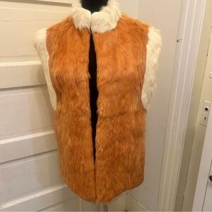 Vintage Fur Couture France Red Fox Fur Vest Orange and Cream Medium Old Money